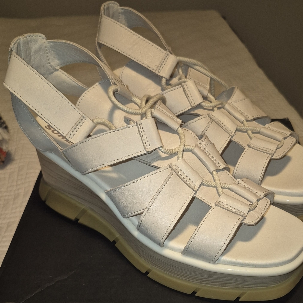 Sorel Joanie III Cream (Chalk) Strappy Wedge Sandals